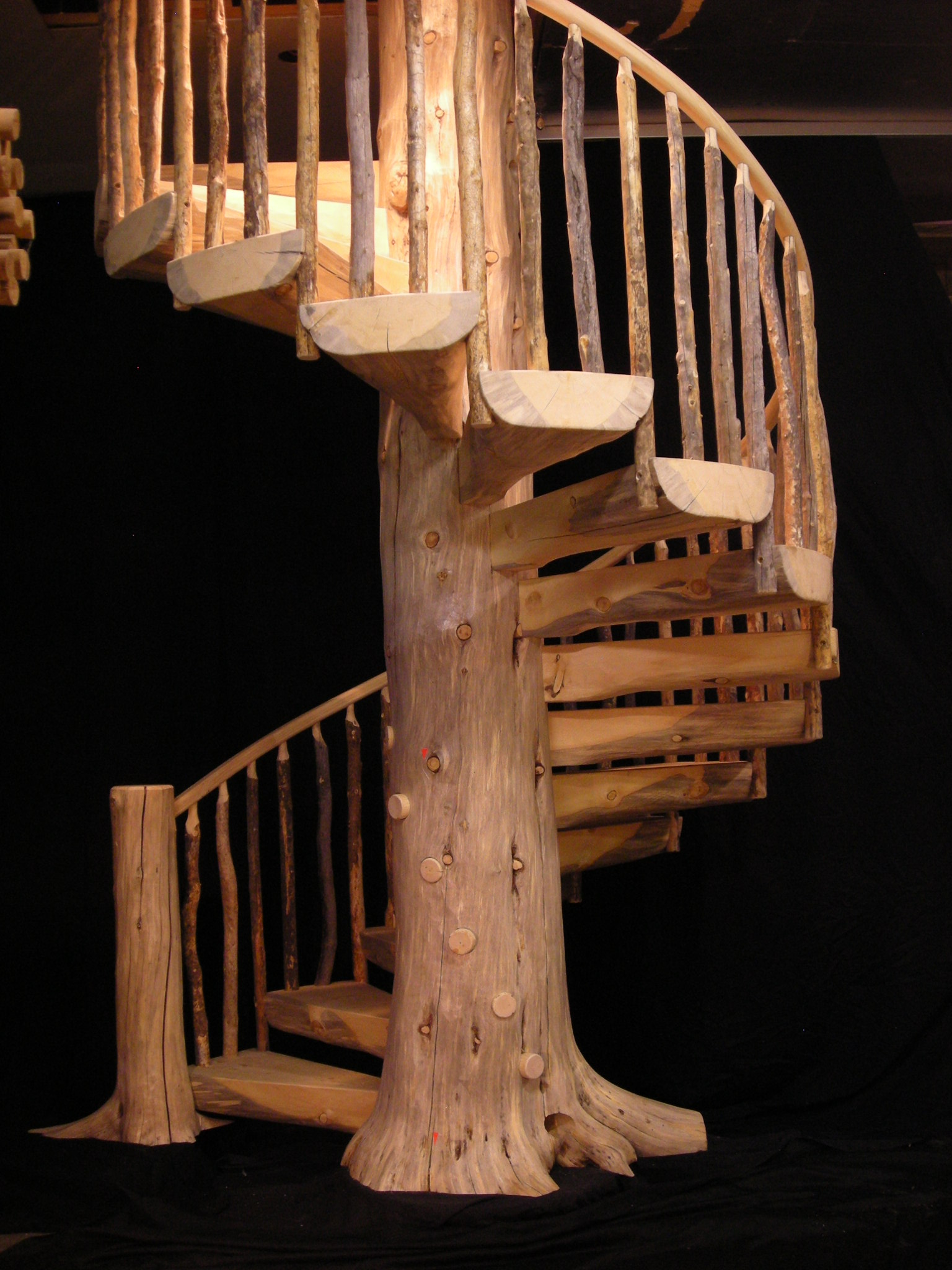 Custom Wood Stairs Gallery, Log Stairs